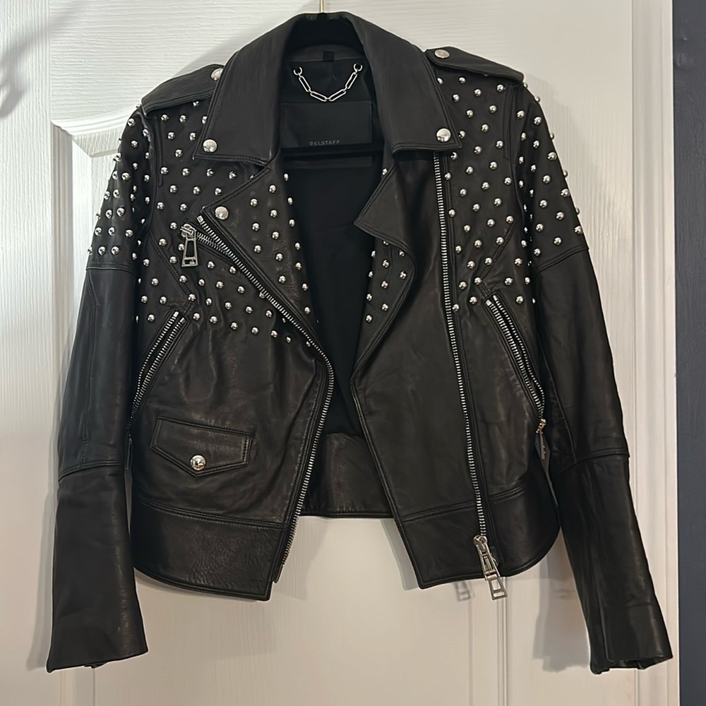 EUC Belstaff Stiludded Leather Moto Jacket